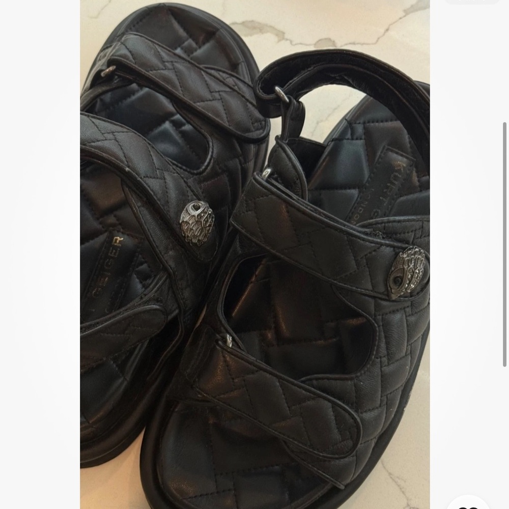 Kurt Geiger London Orson Leather Quilted Platform Slingback Sandals Sz 8 (38.5)